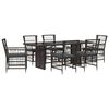 vidaXL Juego de comedor para exteriores 7 uds. Negro rat&aacute;n sint&eacute;tico