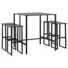 vidaXL Juego de mesa alta y taburetes de jard&iacute;n 5 piezas acero negro
