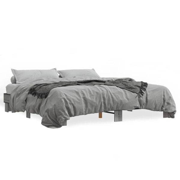 vidaXL Estructura cama madera ingeniería metal gris Sonoma 180x200 cm