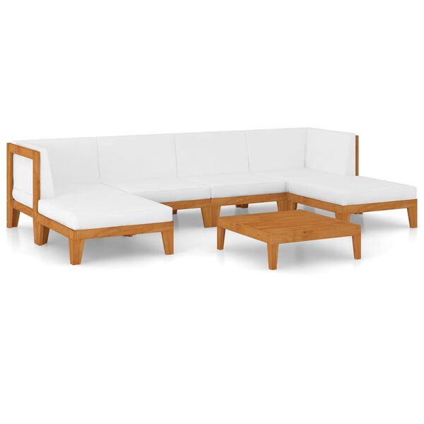 vidaXL Juego muebles de jard&iacute;n y cojines 7 pzas madera maciza acacia