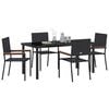 vidaXL Conjunto de Comedor de Jard&iacute;n 5 pcs Negro rat&aacute;n sint&eacute;tico