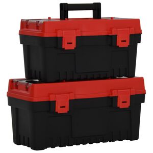 vidaXL Set de cajas de herramientas 2 pzas polipropileno negro y rojo