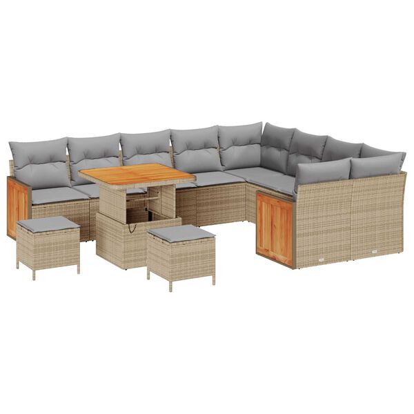 vidaXL Conjunto de sof&aacute;s de jard&iacute;n con coj&iacute;n 13 pcs Beige y Gris Claro