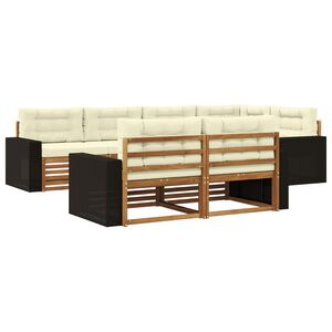 vidaXL Conjunto de sof&aacute;s de exterior con coj&iacute;n 7 pcs Natural y Crema