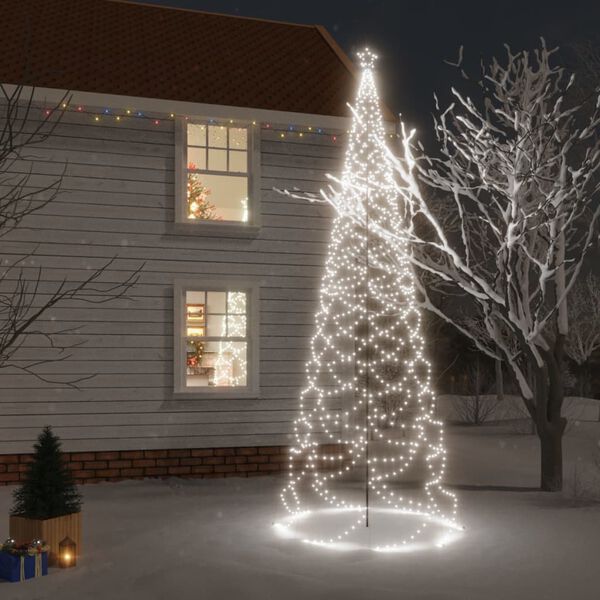 vidaXL &Aacute;rbol de Navidad con poste de metal 1400 LEDs blanco fr&iacute;o 5 m