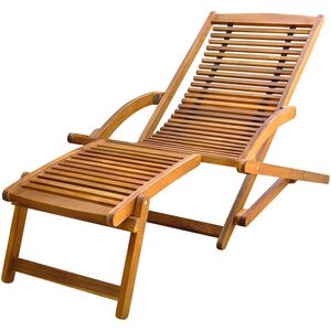 vidaXL Tumbona de jard&iacute;n con reposapi&eacute;s de madera maciza de acacia