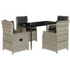 vidaXL Set comedor de jard&iacute;n 5 pzas cojines rat&aacute;n sint&eacute;tico gris claro