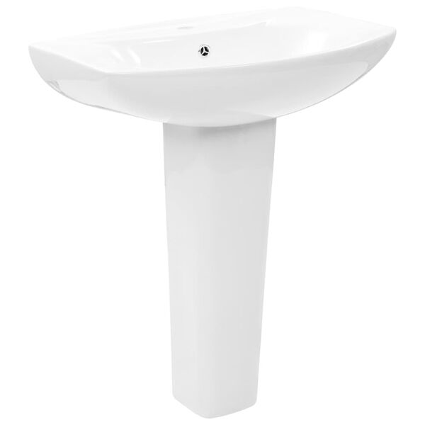 vidaXL Lavabo de pie de cer&aacute;mica blanco 650x520x200 mm