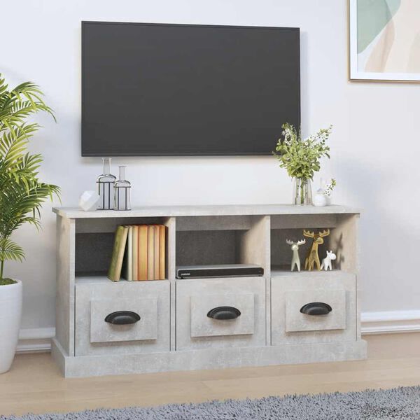 vidaXL Mueble para TV madera contrachapada gris hormigón 100x35x50 cm