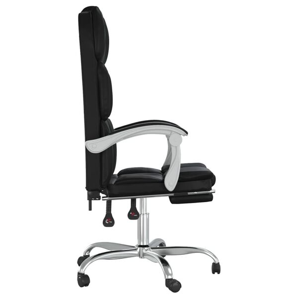 vidaXL Silla de oficina reclinable negra piel sint&eacute;tica