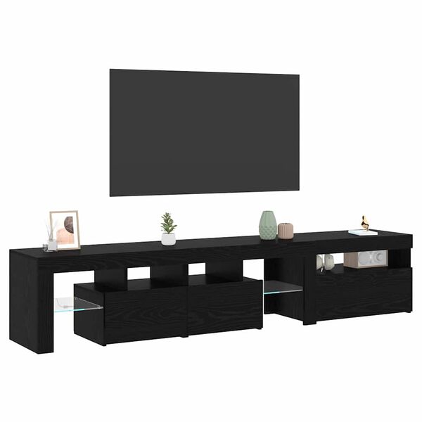 vidaXL Muebles de TV con Luces LED 2 pcs Roble Negro Grande