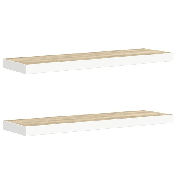 vidaXL Estante flotante de pared MDF roble y blanco 80x23,5x3,8 cm