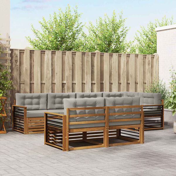 vidaXL Conjunto de sof&aacute;s de exterior 7 pcs Gris Natural y Claro