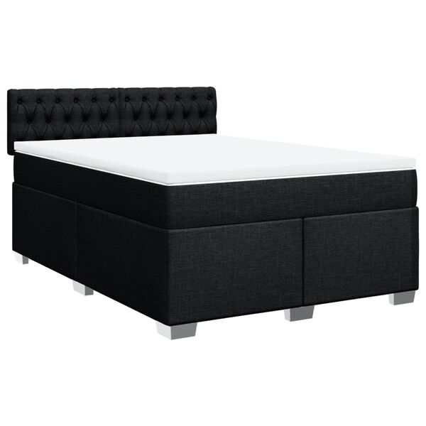 vidaXL Cama box spring con colch&oacute;n tela negro 140x200 cm