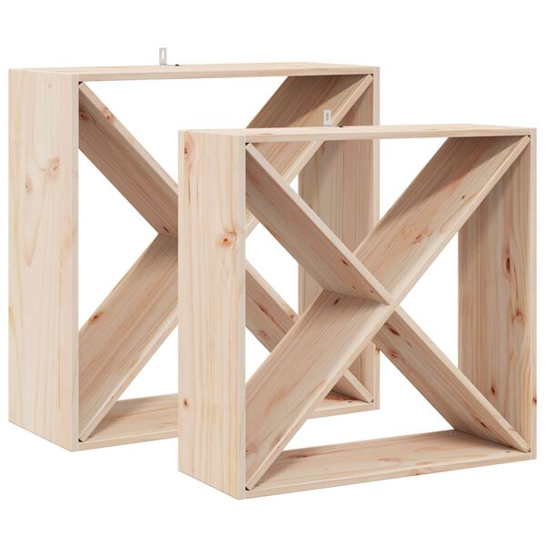 vidaXL Estante de Vino 2 pcs Natural 62 x 25 x 62 cm