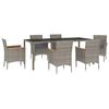 vidaXL Set comedor jard&iacute;n 7 pzas y cojines rat&aacute;n sint&eacute;tico gris