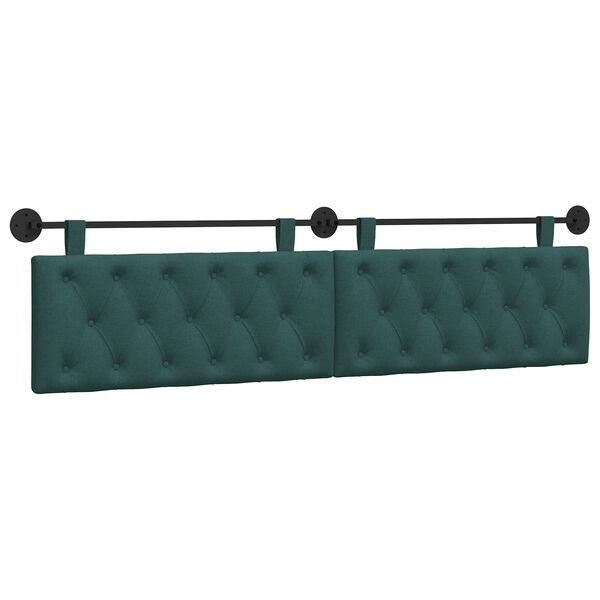 vidaXL Cabecera Colgante Verde oscuro 210 x 55 x 7 cm tela