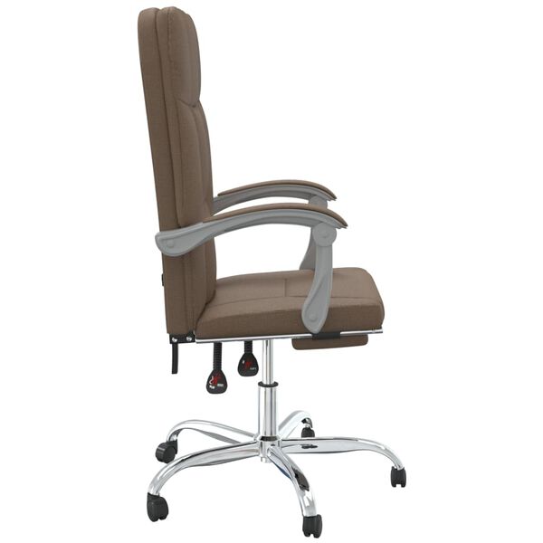vidaXL Silla de oficina reclinable de tela marr&oacute;n