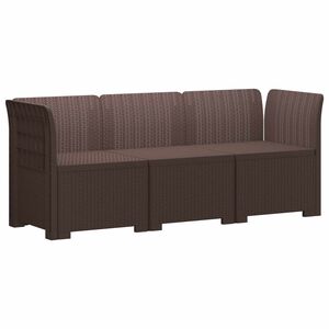 vidaXL Sof&aacute; de Jard&iacute;n de 3 Plazas Look Ratan PP Marr&oacute;n