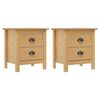 vidaXL Mesitas de noche Hill 2 uds madera maciza de pino 46x35x49,5 cm