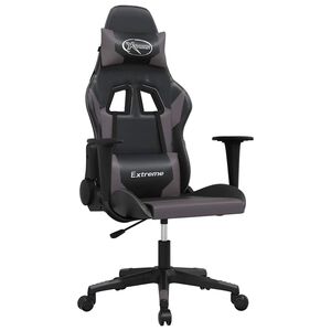 vidaXL Silla gaming cuero sint&eacute;tico negro y gris