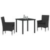 vidaXL Conjunto de Comedor de Jard&iacute;n 3 pcs Negro rat&aacute;n sint&eacute;tico