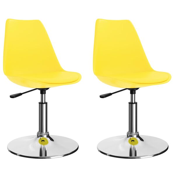 vidaXL Sillas de comedor giratorias 2 uds cuero sint&eacute;tico amarillo