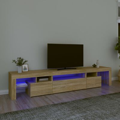 vidaXL Mueble de TV con luces LED roble Sonoma 215x36,5x40 cm