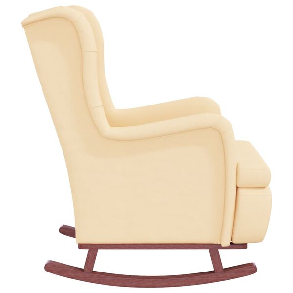 vidaXL Sill&oacute;n con patas mecedoras madera caucho terciopelo crema