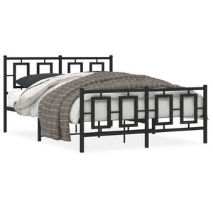 vidaXL Estructura cama sin colch&oacute;n con estribo metal negro 135x190 cm