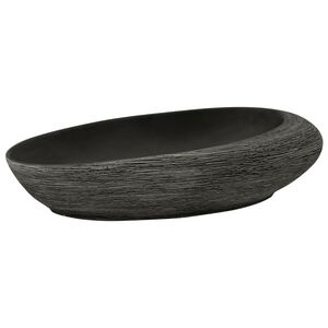 vidaXL Lavabo sobre encimera ovalado cer&aacute;mica gris y negro 59x40x14 cm