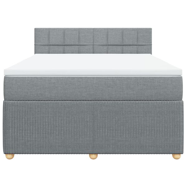 vidaXL Cama box spring con colch&oacute;n tela gris claro 140x190 cm