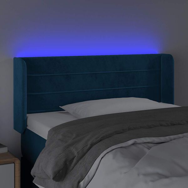 vidaXL Cabecero con LED de terciopelo azul oscuro 93x16x78/88 cm