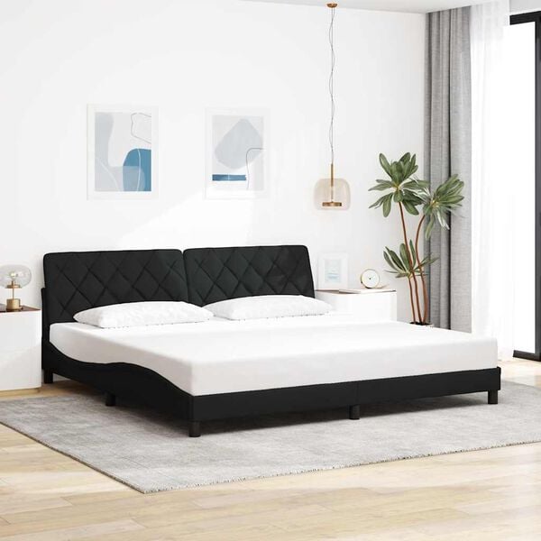 vidaXL Estructura de cama sin colch&oacute;n tela negro 200x200 cm