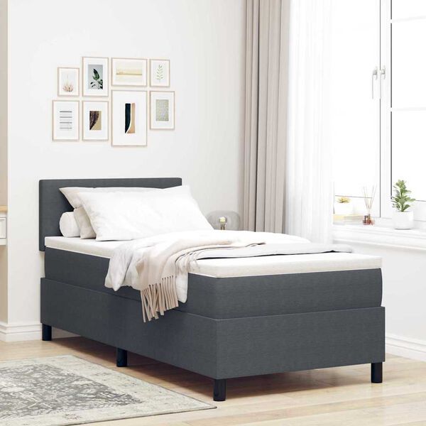 vidaXL Cama tipo Box Spring Gris Oscuro y 90 x 200 cm Tela de Pana