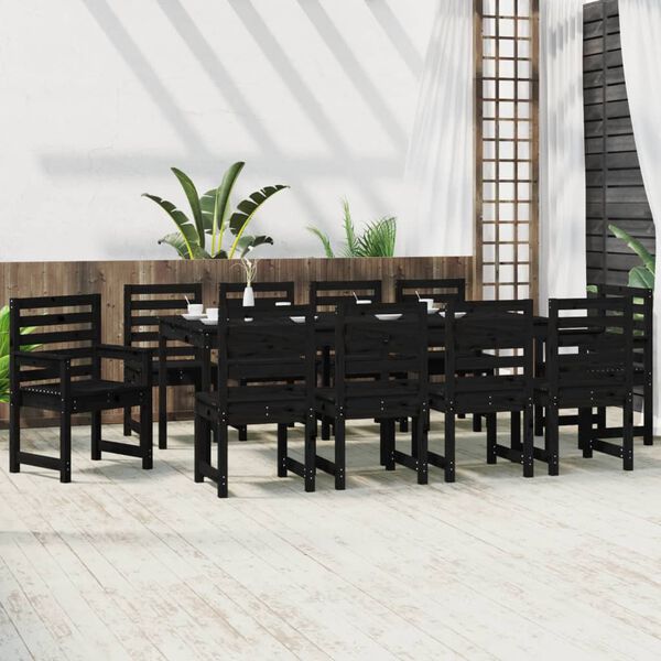 vidaXL Juego de comedor de jard&iacute;n 11 piezas madera maciza pino negro