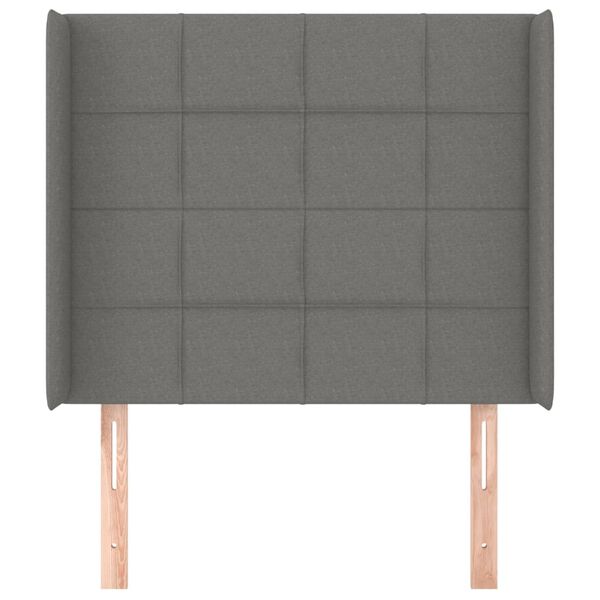 vidaXL Cabecero con orejas de tela gris oscuro 103x16x118/128 cm