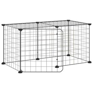 vidaXL Jaula para mascotas de 8 paneles con puerta acero negro 70x35x35cm