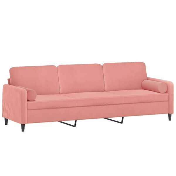 vidaXL Sof&aacute; 3 plazas almohadas y cojines terciopelo negro 210 cm