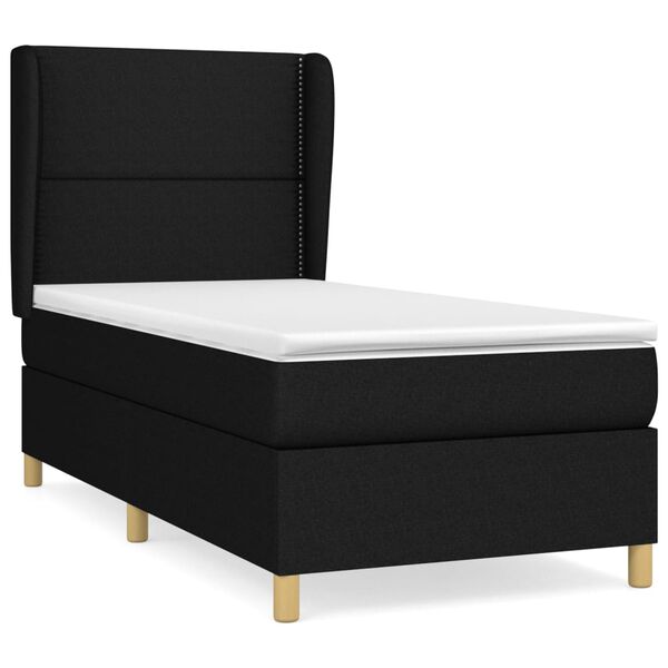 vidaXL Cama box spring con colch&oacute;n tela negro 100x200 cm