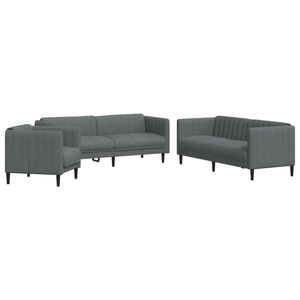 vidaXL Juego de sof&aacute;s 3 piezas tela gris oscuro