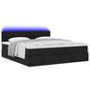 vidaXL Cama otomana con colch&oacute;n y luces LED tela negra 180x200cm