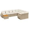 vidaXL Juego de sof&aacute;s jard&iacute;n con cojines beige 10 pzas rat&aacute;n sint&eacute;tico