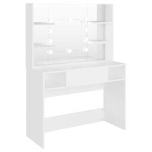 vidaXL Tocador de maquillaje con luces LED MDF blanco 100x40x135 cm