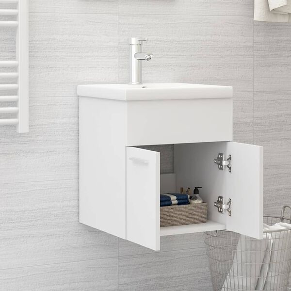vidaXL Mueble con lavabo blanco madera contrachapada