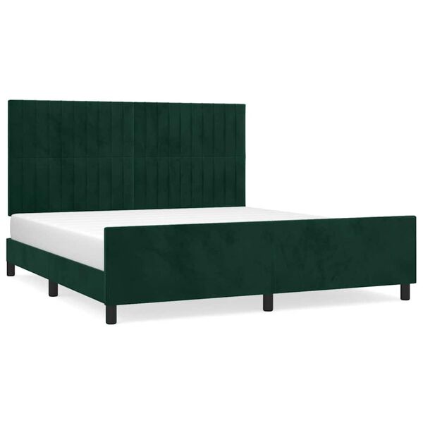 vidaXL Estructura cama con cabecero terciopelo verde oscuro 180x200 cm