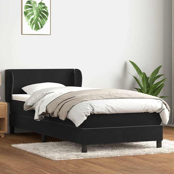 vidaXL Cama box spring con colch&oacute;n cuero sint&eacute;tico negro 90x210 cm