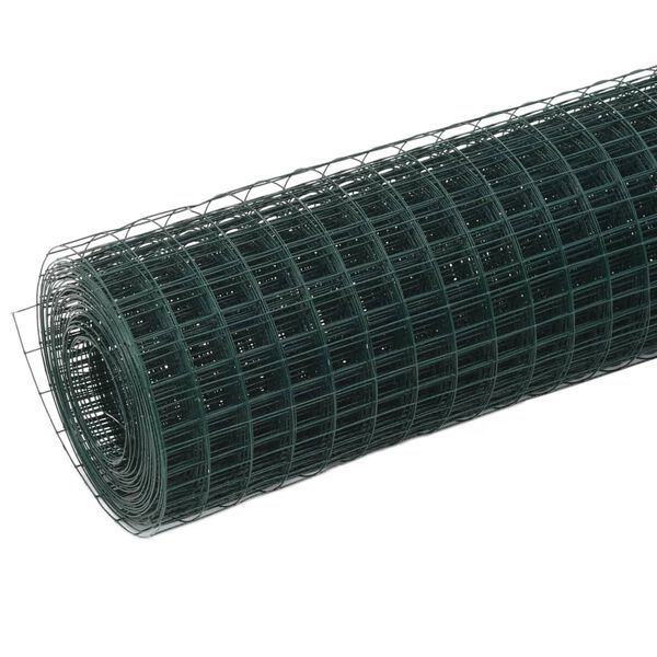 vidaXL Alambrada de gallinero acero revestimiento PVC verde 10x1,5 m