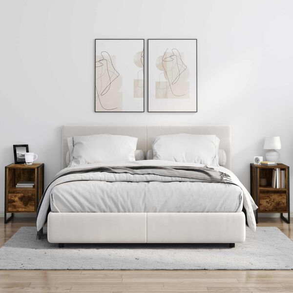 vidaXL Mesa de Noche Roble Humo 39,5 x 30 x 50 cm Madera contrachapada