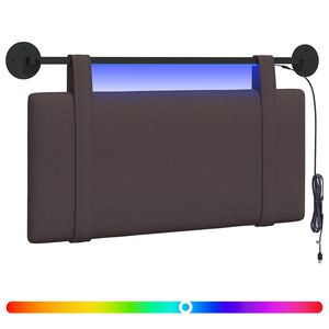 vidaXL Cabecero colgante Con luz LED Marr&oacute;n Oscuro Tela
